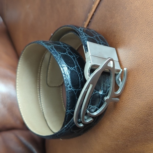 Oscar de la Renta Croc Leather Belt - Picture 13 of 14